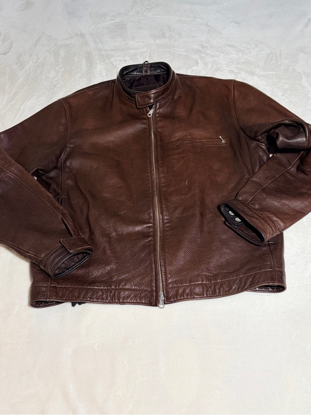 Roots Brown Leather Zip-Front Jacket